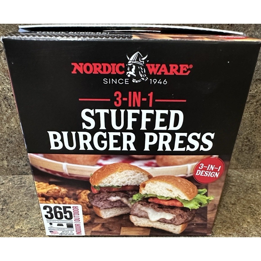 Nordic Ware 3-in-1 Stuffed Burger Press Dishwasher Safe Plastic Brown 5.3"